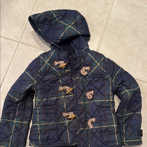 Kids' Navy Plaid Hooded Jacket